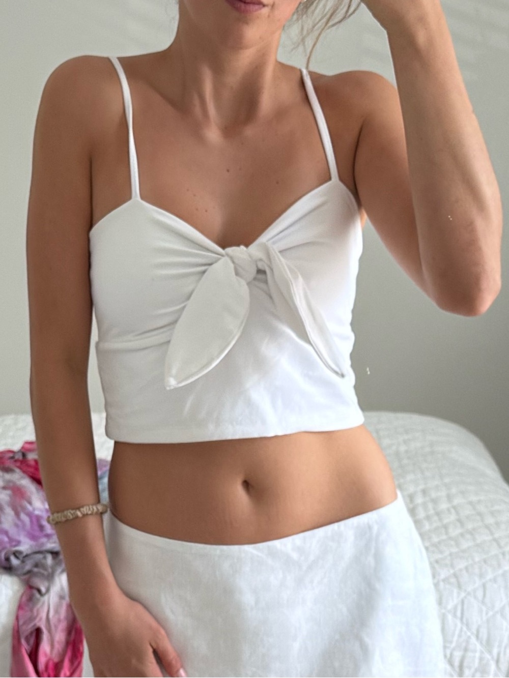 Susana Monaco White Tie-Front Crop Top